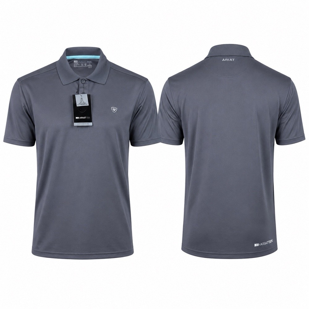 Ariat TEK SS Polo Shirt Men’s Small Cloud Cover Gray UPF 45 NWT 10043506